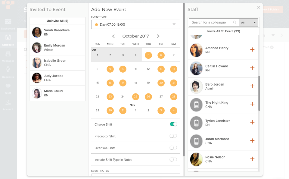 screenshot of NurseGrid Manager